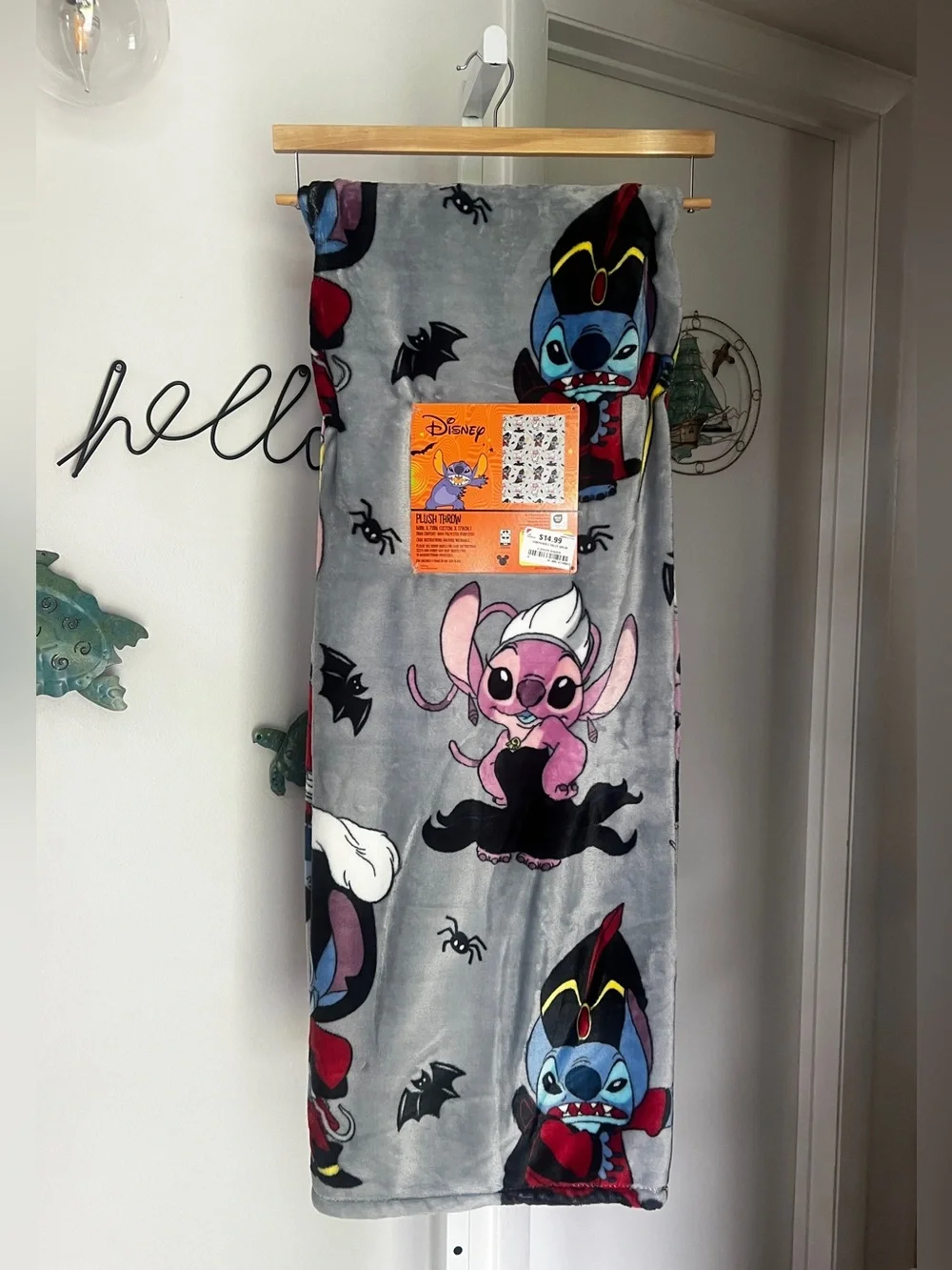 NEW Disney Stitch & Angel Halloween Blanket 50”x70” Ursula Jafar Alice Costumes